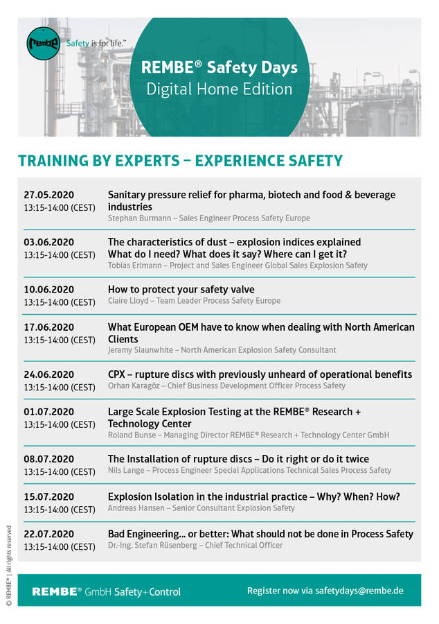 REMBE Safety Days Digital Home Edition Success event continues via video conference