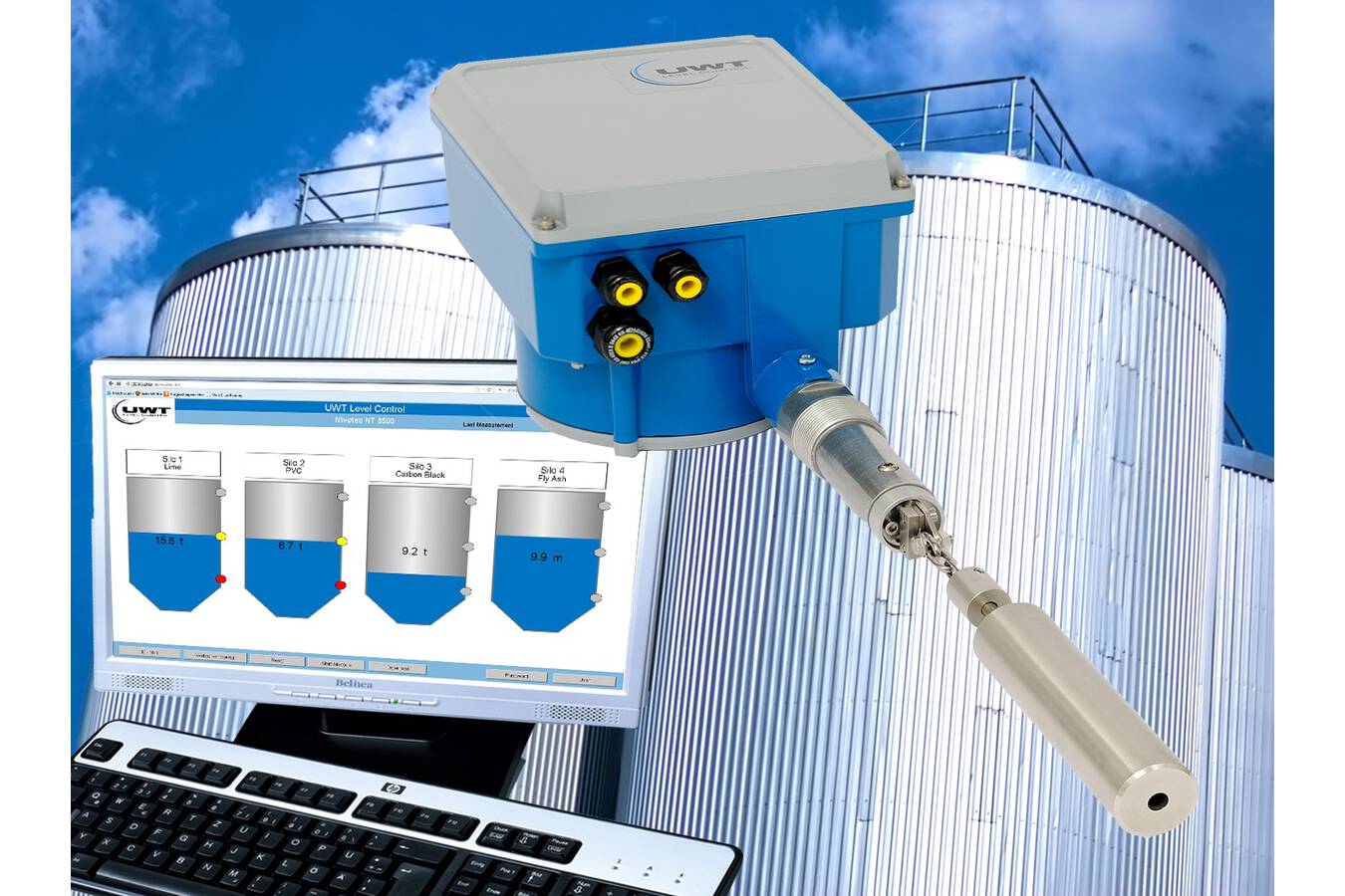 Level measurement and monitoring in plastic raw materials Measurement technology Rotonivo® and NivoBob® combined with data visualisation NivoTec®