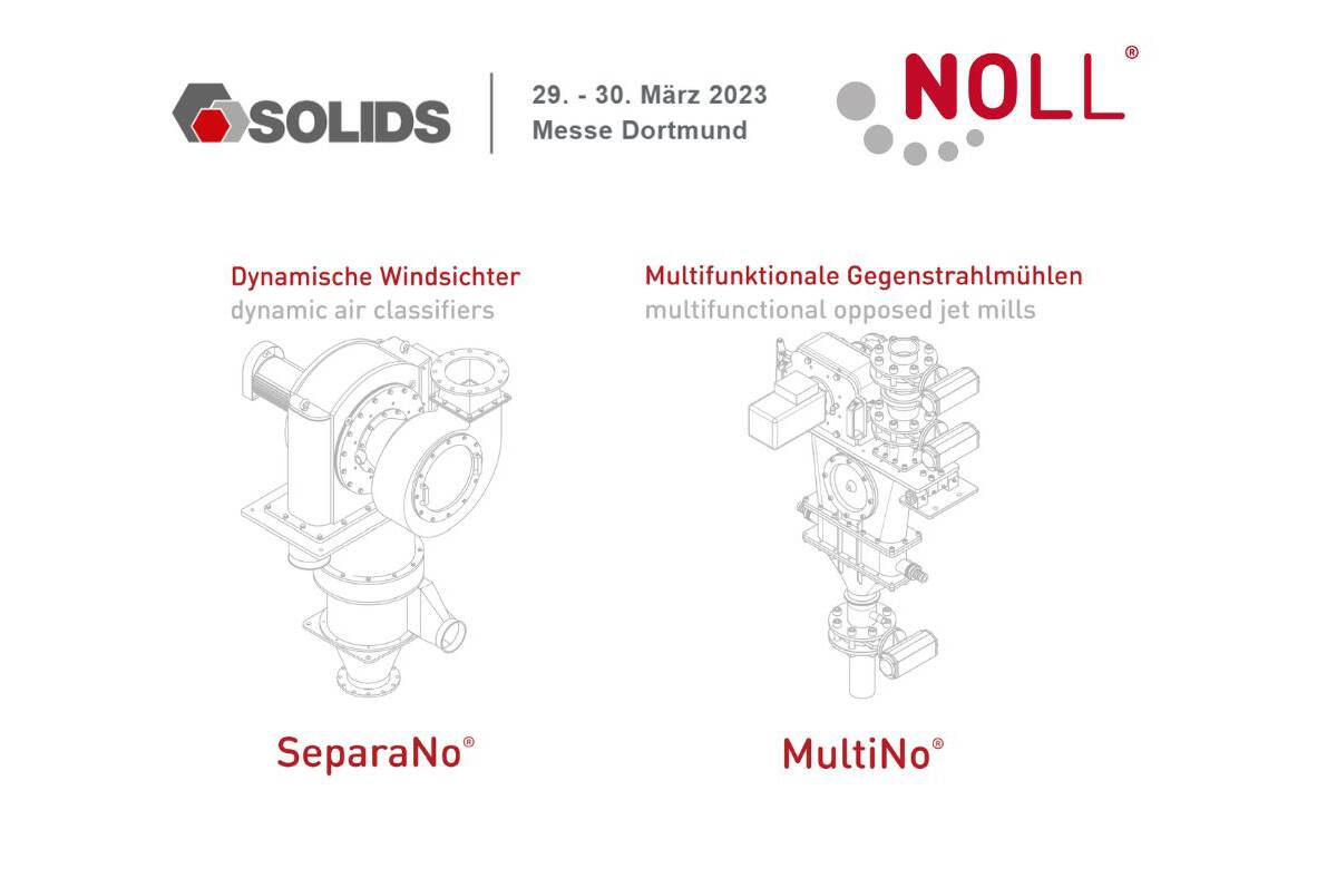 Upcycling mit NOLL: Einzigartige Technologien auf der SOLIDS. Material-Recycling im Feinstbereich: Unsere Aufbereitungsanlagen  machen wertvollen Vorsprung durch grüne Innovationen erst möglich. Prallstrommühle DemiNo® und die neue, ultra-kompakte Laboranlage 1050: Es gibt Besonderes auf der SOLIDS, Stand K05B-5